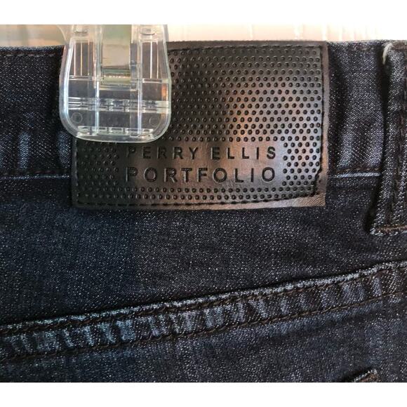 Perry Ellis Portfolio Jeans Dark Wash Straight Leg Dressy Casual Men's 34x32 - Picture 7 of 7
